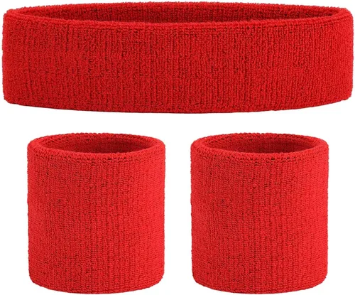 Vista 34 de ONUPGO - Conjunto de diadema y muñequeras deportivas para el sudor, hechas de algodón con bucles, muñequeras, contra humedad