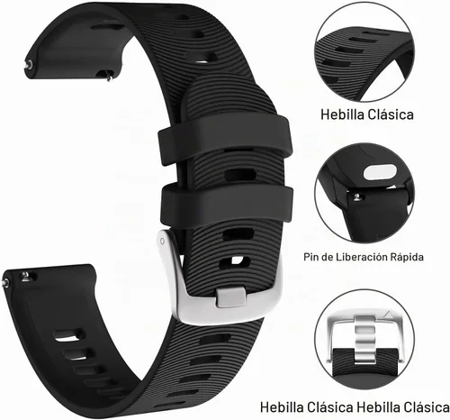Vista 3 de ISABAKE - Correa de reloj de 0.787 in para Garmin Forerunner 245 645/Vivoactive 3/Venu Sq Negro