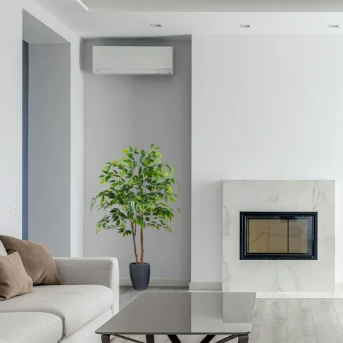 Vista 6 de Warmplants Árbol de ficus artificial, árbol de ficus falso de 4 pies de alto con canasta, planta sintética para interiores y exteriores, hogar, sala