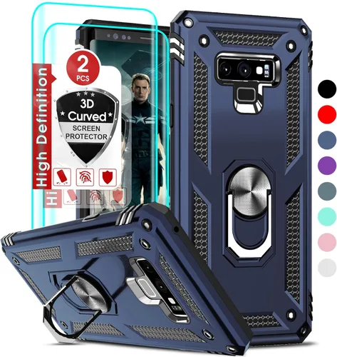 Vista 11 de LeYi Funda para Samsung Galaxy Note 9 con protector de pantalla curvado 3D, grado militar, a prueba de golpes, con soporte de anillo y soporte