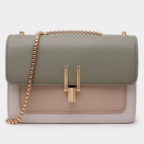Vista 2 de Bolsos cruzados de cuero con bloques de color para mujer, bolsos cruzados de cuero, bolsos de diseñador lindos, bolso de hombro, tamaño mediano