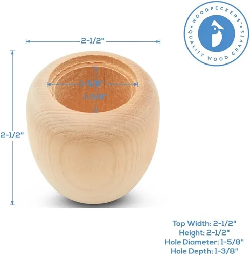 Vista 3 de Woodpeckers Caja de madera de manzana de 2-1/2 pulgadas x 2-1/2 pulgadas, paquete de 1 caja de madera con tapas, manualidades de madera pintables