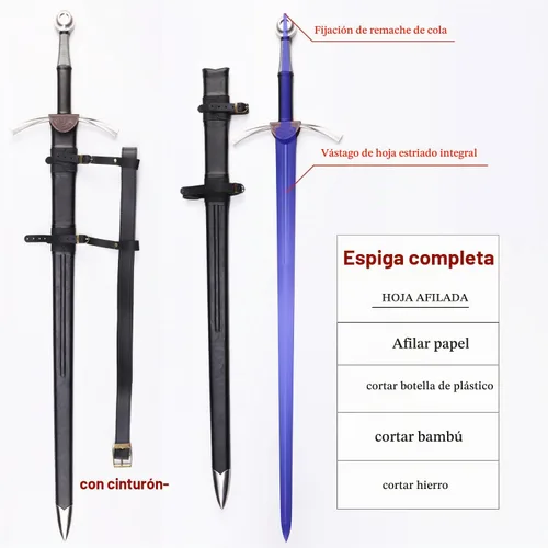 Vista 6 de Espada medieval de acero al manganeso de 48 pulgadas de 65 pulgadas