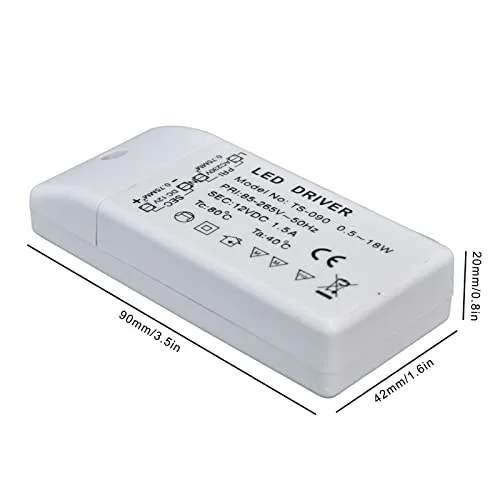 Vista 2 de Transformador LED 18W 12VDC Controlador LED de corriente constante para gabinete Luz DIY Lámpara AC 85‑265V