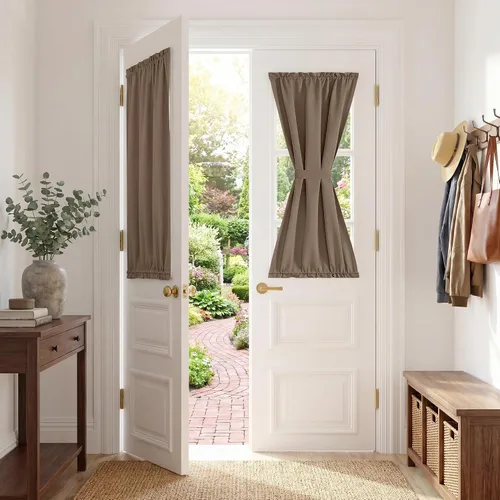 Vista 21 de PONY DANCE Persianas para puertas – Paneles opacos para tratamiento de ventanas, cortinas sólidas de alta resistencia con bolsillo para barra