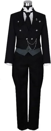 Vista 3 de Anime Cosplay Anime japonés Kuroshitsuji Sebastian Michaelis Disfraz Uniformes Trajes de Halloween