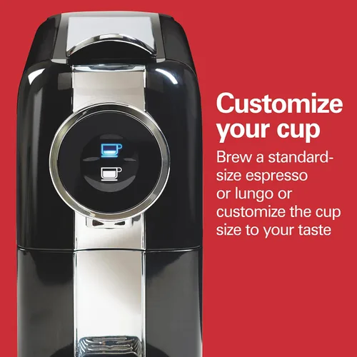 Vista 3 de Hamilton Beach Máquina de café expreso, compatible con cápsulas Nespresso, cafetera de una sola porción, potente bomba italiana de 19 bares, Negro