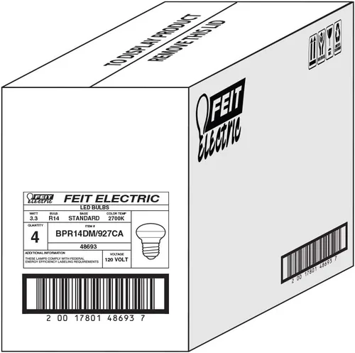 Vista 6 de Feit Electric BPR14DM / 927CA / 4 40W Equivalente 3.3 Watt Dimmable 300 Lumens LED R14 Bombilla, 2.3 "H x 1.5" D, 2700K Blanco suave, 4 piezas