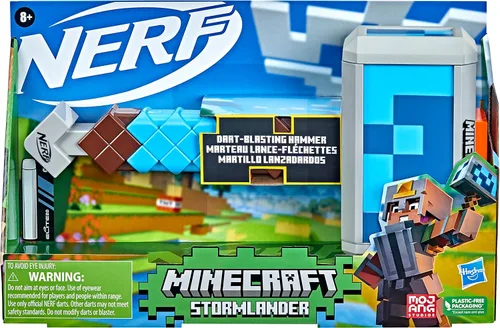 Vista 4 de Martillo de Dardos Nerf Minecraft Stormlander, Lanza 3 Dardos, Incluye 3 Dardos Nerf Elite, Mango de Carga Posterior Multicolor 5010993948758