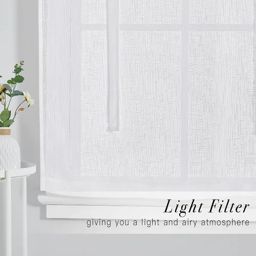 Vista 4 de Pony Dance Cortinas de ventana de baño, pantalla con lazo para dormitorio, filtro de luz, semitransparente, cortinas romanas elegantes para Blanco