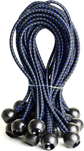 Vista 8 de Paquete de 25 cuerdas elásticas de bolas elásticas de 6 pulgadas de diámetro para toldo, red, postes, jardín, herramientas, cables, cable resistente