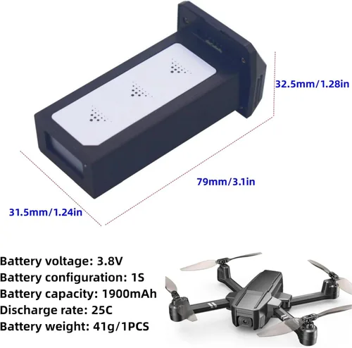 Vista 2 de 2 unids 3.8 V 1900 mAh Lipo batería para HS440 Quadcopter Aéreo Plegable RC Drone Batería