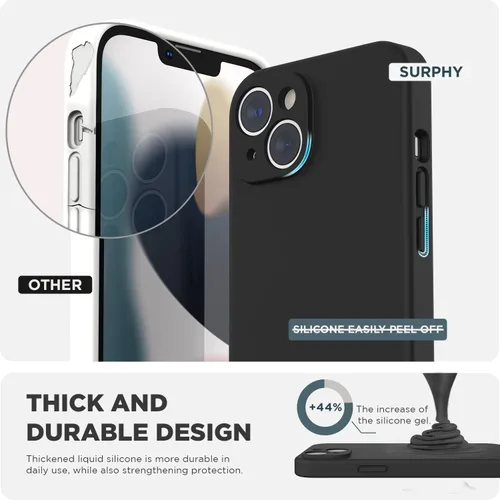 Vista 3 de SURPHY Compatible con iPhone 14 Funda con protector de pantalla (protección para la cámara y forro de microfibra suave) Funda de silicona líquida