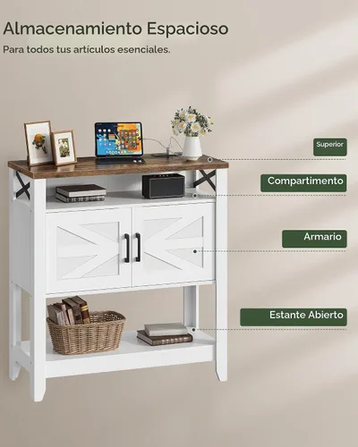 Vista 9 de Mesa consola, mesa de sofá de granja con toma de corriente, gabinete de barra de café con almacenamiento, mesa de entrada, mesa de bar