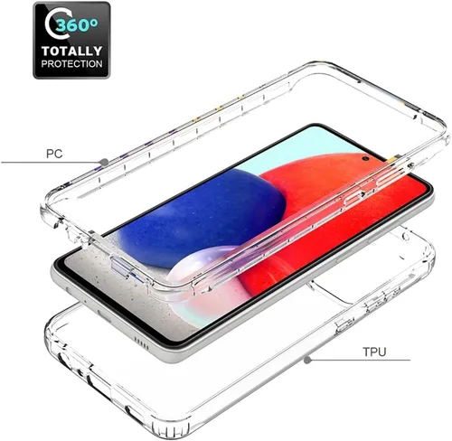Vista 4 de Funda compatible con Galaxy A33 5G, Samsung A33 5G con protector de pantalla de vidrio templado, cuerpo completo, a prueba de golpes, transparente