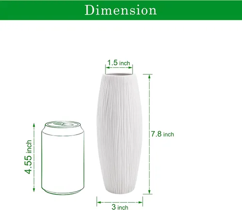 Vista 3 de D'vine Dev 8 Inch White Ceramic Flower Vase, Waterfall Textured Vase for Home Decor, VS-WF-A-1