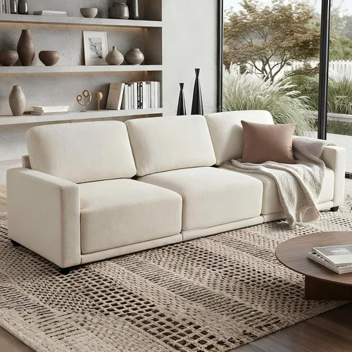 Vista 36 de Sofá modular de 79 pulgadas para sala de estar pequeña, sofá moderno en forma de L con otomana, juego de sofá de felpilla de 3 piezas para muebles