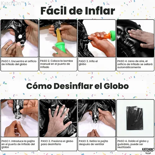 Vista 3 de KatchOn Globo negro del número 1 de 40 pulgadas, globo de feliz cumpleaños