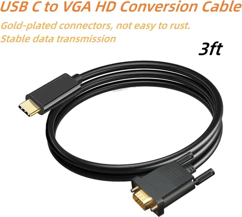 Vista 7 de Cable USB C a VGA de 3 pies, cable VGA a USB C para monitor, compatible con MacBook Pro/Air, iPad Pro, teléfono, laptop, proyector