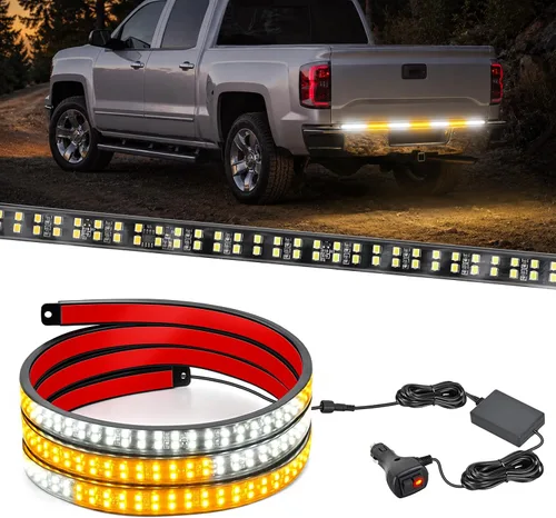 Vista 19 de Nilight - Tira de luz LED para plataforma trasera de 30 pulgadas de UTV, 204 LED, luces de freno ámbar, luces intermitentes rojas, compatible