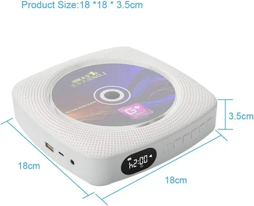 Vista 4 de Reproductor de CD, altavoz de alta fidelidad Bluetooth, reproductor flash USB, caja de audio de entrada de línea AUX, radio FM, portátil, montaje