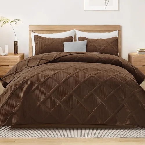 Vista 30 de Exclusivo Mezcla Twin Size Quilt Set, Black Soft Bedspreads with 1 Pillow Sham, Modern Striped Pattern, Lightweight Bedding Set Coverlets for All
