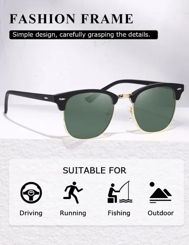 Vista 17 de AEVOGUE Gafas de sol polarizadas para mujeres y hombres semi marco retro gafas de sol AE0369