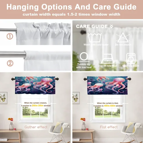 Vista 505 de Shrahala Orange Autumn Autumn Blackout Curtain Tiers, Fall Kitchen Valance Light Blocking Tier Drapes with Rod Pocket, 2 Pack 26 X 24 in