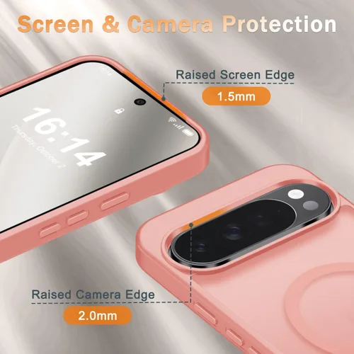 Vista 921 de Funda para Google Pixel 10 Pro XL, cubierta magnética mate, color negro Fit for MagSafe, Screen Protector included, Shockproof Military Grade