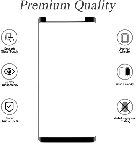 Vista 2 de MAYtobe Paquete de 2 protectores de pantalla de vidrio templado para Samsung Galaxy Note 8 Curvo 3D, sin burbujas, resistente a los arañazos