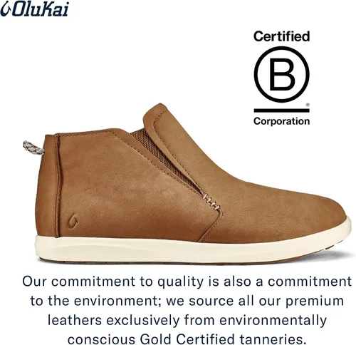 Vista 4 de OLUKAI Hawai'iloa Manu Hope Women's Booties, Soft & Comfortable Waterproof Full-Grain Leather, Elastic Gore Panels for Customized Fit & Wet Grip