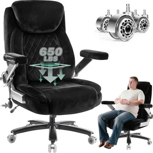 Vista 12 de 600LBS Large Heavy Duty Office Chair with 5D Flip Arms,Comfy Big and Tall Executive Office Desk Chair with Pocket Spring Cushion,High Back Computer