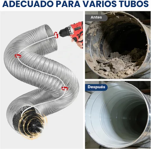 Vista 4 de HOKLNUSE Kit limpiador de ventilación de secadora, kit de limpieza de conductos para secadora, conducto de aire, HVAC, ventilación, chimenea