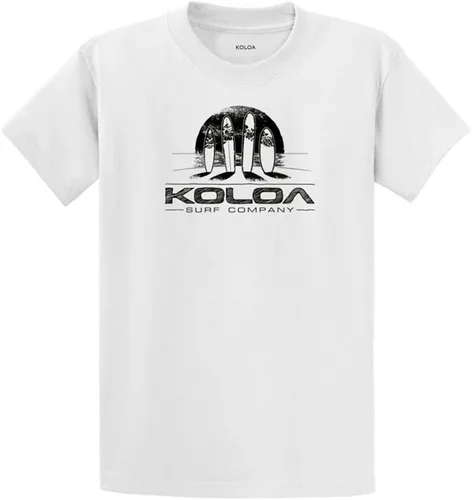 Vista 66 de Koloa Surf - Camisetas de algodón pesado para hombre, tallas grandes y altas Azul acuático/negro buscando diseño de ondas