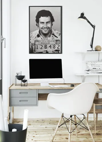 Vista 4 de Póster de Pablo Escobar de Mugshot El Patrón, famosos Narcos de Medellín, Cartel de Medellín, 12 x 18 pulgadas