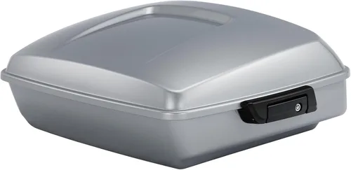 Vista 4 de TCT-MOTORPARTS Atlas Silver Metálico Maletero de Viaje Modificado con Respaldo y Montaje en Rack Adecuado para Harley Touring 14-25 Street Glide