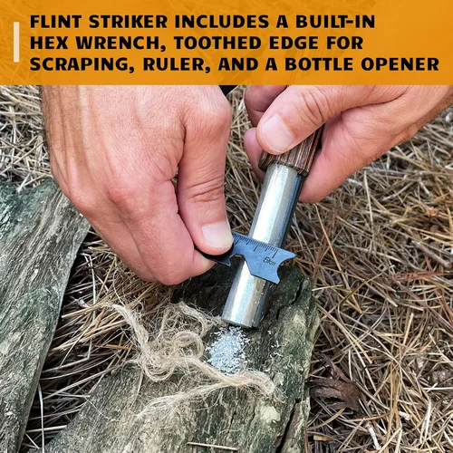 Vista 3 de Ferro Rod Fire Starter Kit Flint and Steel Striker Herramienta de varilla de magnesio impermeable y arter de fuego para fogatas