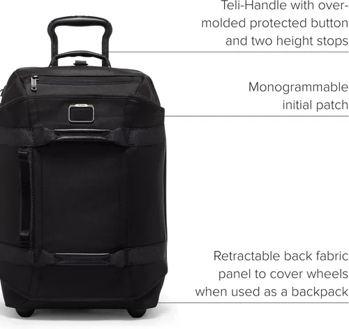 Vista 4 de TUMI - Mochila de viaje Alpha Bravo International con 2 ruedas - Bolsa de viaje compacta ajustable - 21.8" X 14.0" X 9.0", Negro -, Talla única