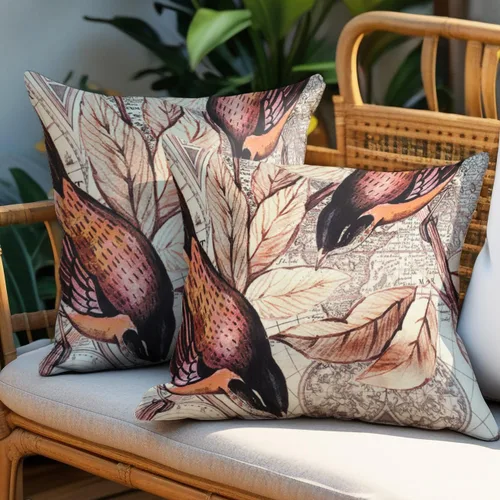 Vista 31 de Decozen Fundas de almohada decorativas con estampado de pájaros con diseño floral para decoración del hogar, sala de estar y dormitorio, funda