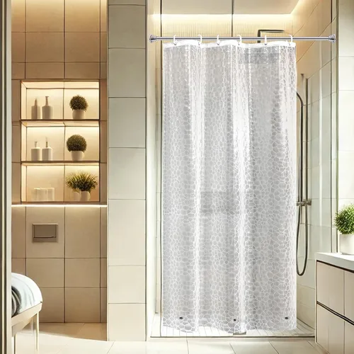 Vista 9 de AooHome Eva - Forro de ducha pequeño de 36 x 72 pulgadas, cortina de baño transparente de calibre 8 con ganchos, imanes inferiores, impermeable