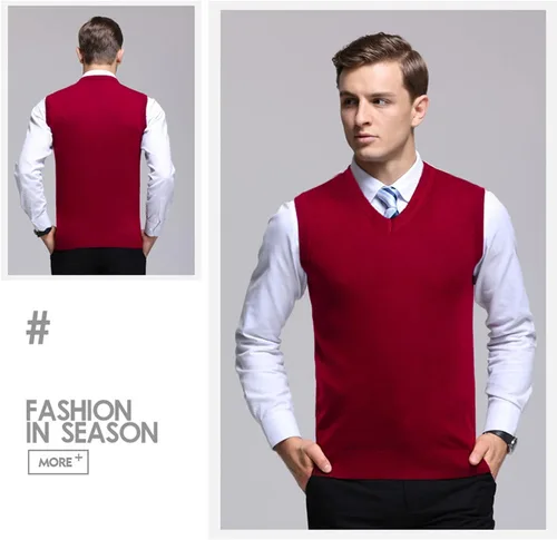 Vista 9 de Amussiar Suéter casual para hombre, chaleco con cuello en V, ajustado, sin mangas, suéter de punto