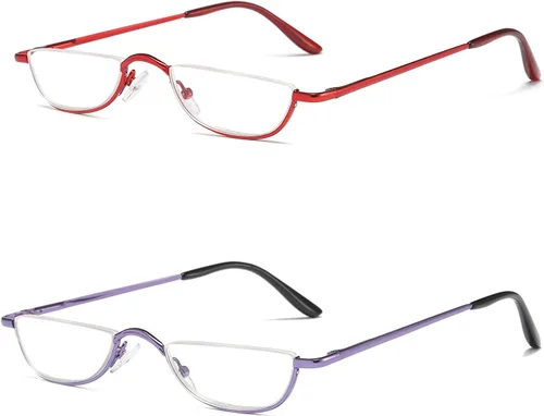 Vista 19 de Gafas de Lectura de Media Montura - 4 Pares de Gafas con Marco de Metal de Media Montura con Bisagra de Resorte Lectores para Hombres y Mujeres