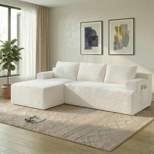 Vista 20 de Sofá modular Cloud de 108 pulgadas, moderno sofá deshuesado con otomana móvil, sofá modular de asiento profundo, sofás esquineros de pana para sala