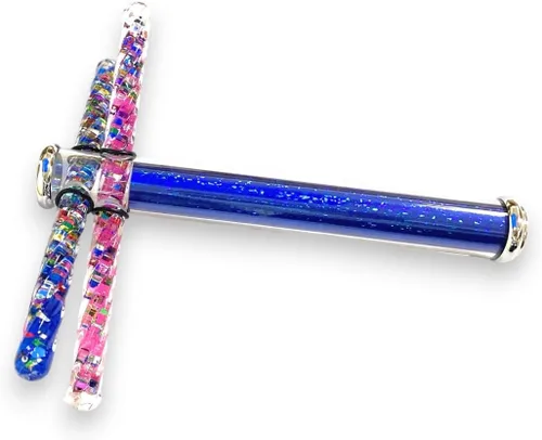 Vista 4 de Star Magic KaleidoscopeX - Varita de doble purpurina Kaleidsocope con dos varitas pequeñas con purpurina que cruza el caleidoscopio (azul)