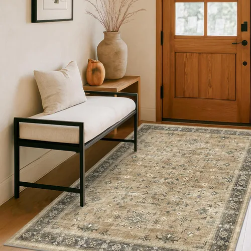 Vista 67 de Hazo Haus – Alfombra pequeña para entrada, cocina o baño, antideslizante con base de goma, resistente a las manchas y a la decoloración, diseño