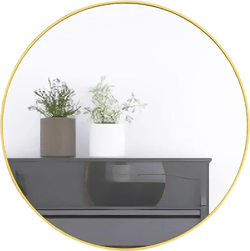 Vista 8 de 24" Wall Round Circle Mirror Bathroom Make Up Vanity Mirror - Golden