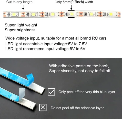 Vista 7 de Interruptor controlador de luz de coches RC y tiras de luz azul impermeables paquete de luces de avión RC