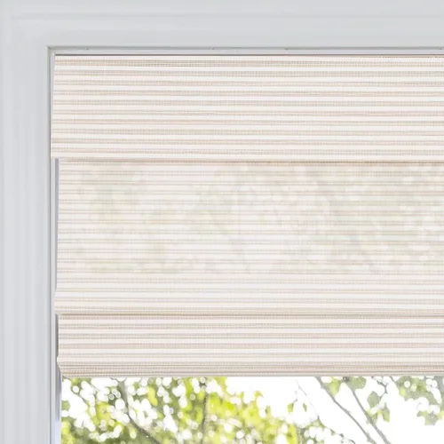 Vista 13 de Persianas romanas sin cordones sin cordón, opacas para oscurecer la habitación, persianas de bambú de ajuste personalizado con protección UV y Camel