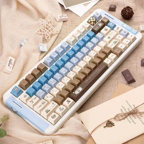 Vista 5 de 130 Keycaps PBT Tema Chocolate Sal Marina Keycaps Lindas Perfil Cherry Sublimación por Tinte Juego de Teclas Personalizadas para Interruptores