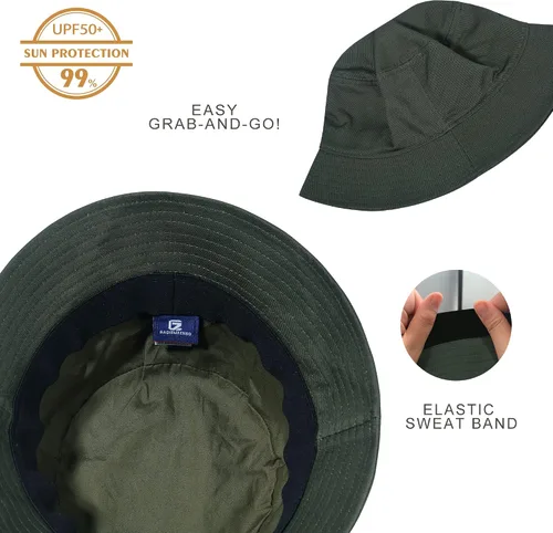 Vista 20 de GADIEMKENSD Sombrero de pescador 100% algodón, unisex, protección solar UPF 50, ligero, plegable